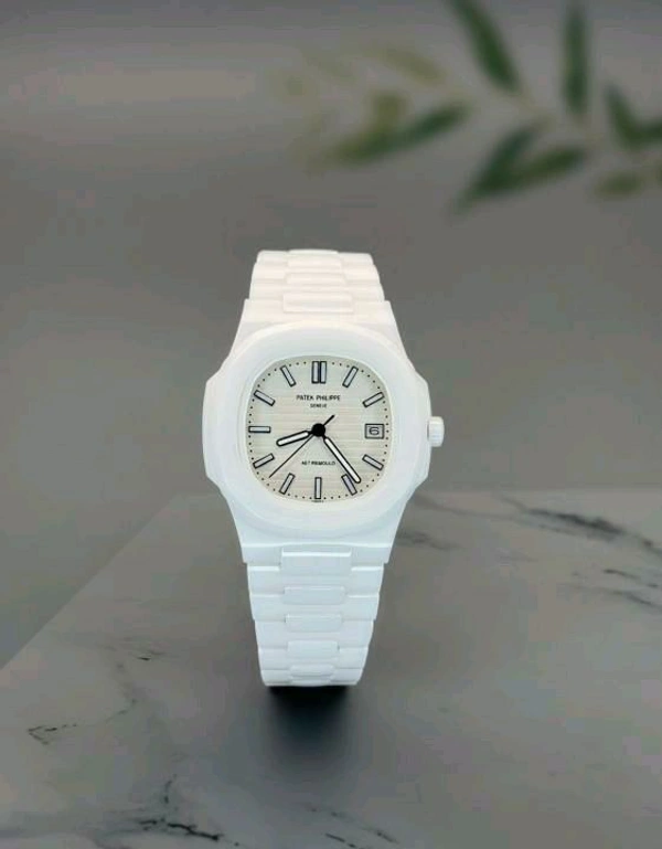 Patek Phillippe Nautilus Japan Ceramic White Luxury Watch - White, Free Size