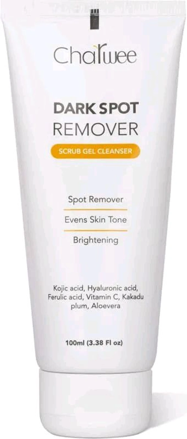 Charwee Dark Spot Remover Face Wash Scrub Gel Cleanser - 100ml | With Kojic and Hyaluronic Acid | Soothing Aloe Vera | Removes Dark Sports and Helps Brighten Skin