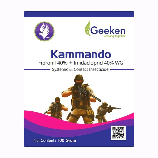 Geeken ( Fipronil 40% + Imidacloprid 40% ) फिप्रोनिल 40% + इमिडाक्लोप्रिड 40%-  हरे व काले मच्छर व थ्रिप्स के लिए - 100 ग्राम