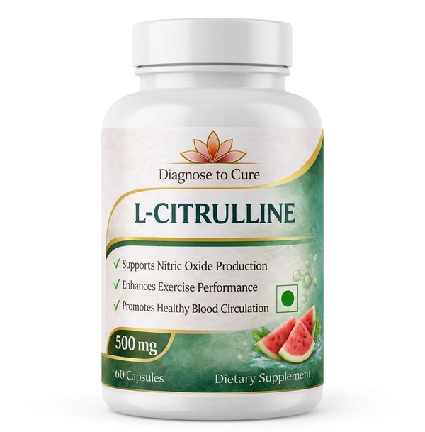 L-Citrulline 500 mg Capsules – Nitric Oxide Booster for Blood Circulation, Exercise Performance & Muscle Recovery | 60 Capsules