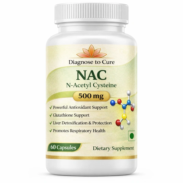 NAC 500 mg (N-Acetyl L-Cysteine) Capsules – Antioxidant, Glutathione & Liver Support Supplement | Respiratory Health | 60 Capsules