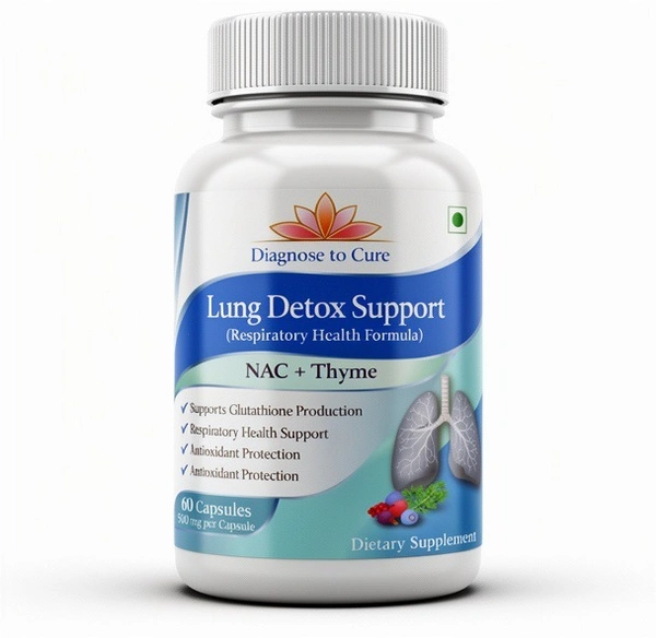 Lung Detox Support with NAC & Thyme | Respiratory Health Supplement | Supports Glutathione Production, Antioxidant Protection & Lung Function | 60 Capsules | Diagnose to Cure