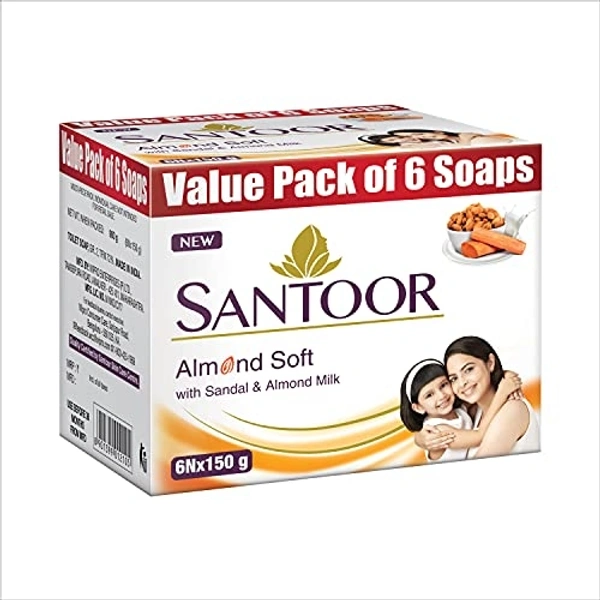 Santoor Almond Soap - 150g × 6