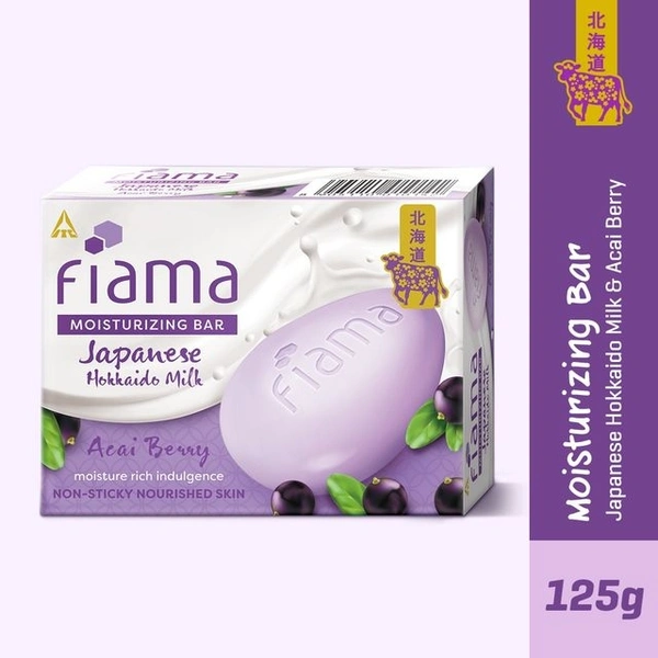Fiama Japanese Hokkaido Milk Bar - 125g × 3 Acai Berry