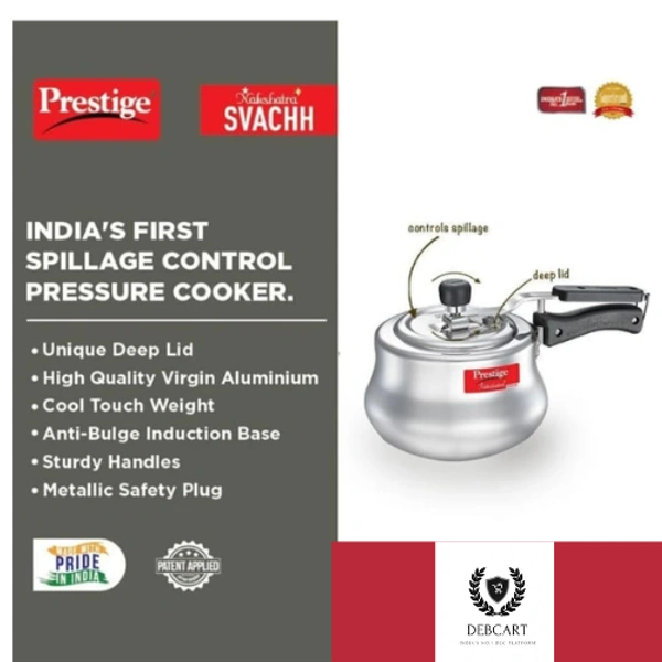 Prestige Nakshatra Plus Svachh 3 L Inner Lid Induction Bottom Pressure Cooker (Aluminium) - 3L, silver