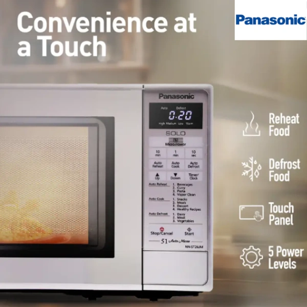 PANASONIC Panasonic 20 L Solo Microwave Oven (NN-ST26JMFDG, Silver) with 51 Auto Cook Menus