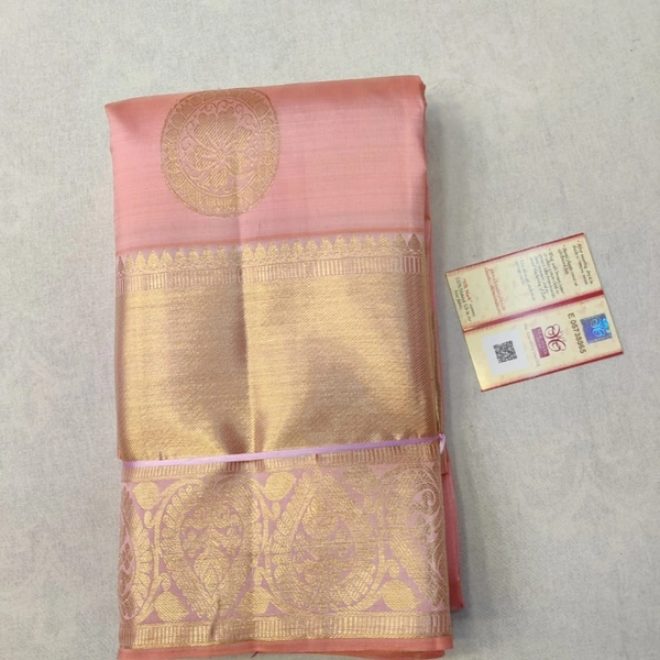 Kanchi Pure Silk - Pastle Pink , Free size