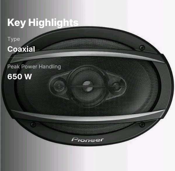 Pioneer TS-A941FH 6"x9" 650W Max 4-Way Coaxial Car Speaker set.