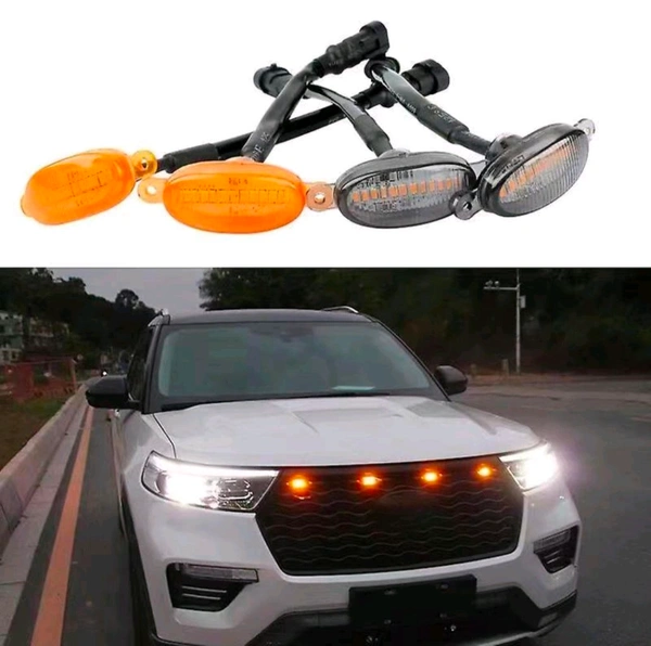 Pi Light Auto Front Grille Lights for Decoration (Pack of 4, Yellow Shell with Amber Yellow Light)