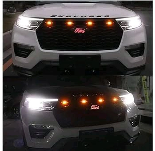 Pi Light Auto Front Grille Lights for Decoration (Pack of 4, Yellow Shell with Amber Yellow Light)