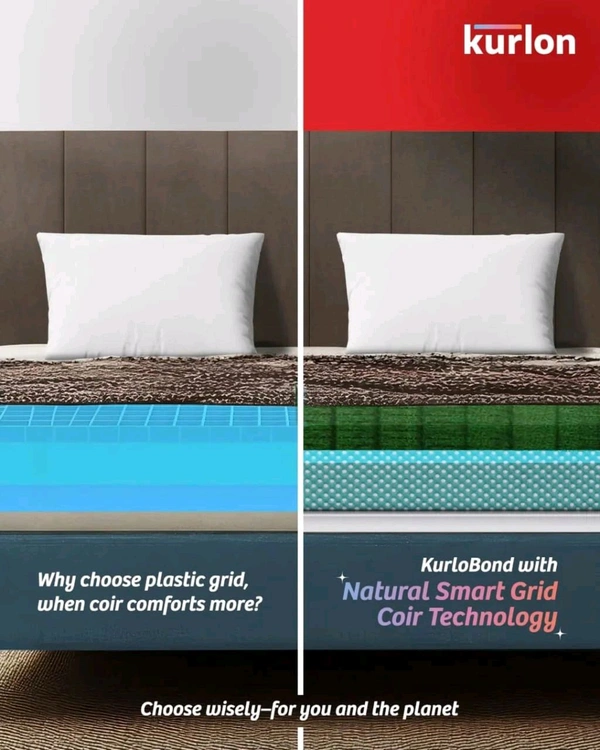 Kurlon Mattresses Kurlon Kurlobond  Essential 5 inch Mattressess - 7 years warranty Coir Grid Mattress In Ahmedabad gujarat India  - 72 X 30 x 5, White