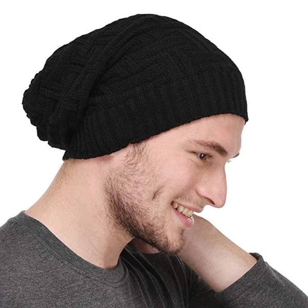 Beanie Cap for Men Women Skull Slouchy Winter Woolen Knitted Inside Fur Men's Caps(Assorted Pattern)