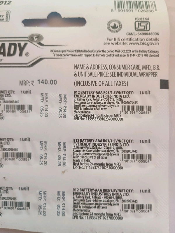 Eveready Battery  - 2 Pic Big