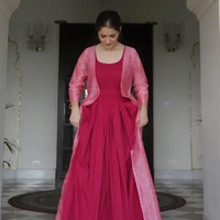 Stylish Gown With Jacket (Panchal) - Maroon, Blue, Gray, M to XXL