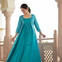 Stylish Gown With Jacket (Panchal) - Maroon, Blue, Gray, M to XXL