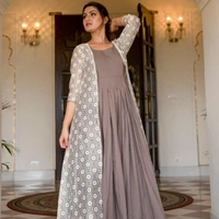 Stylish Gown With Jacket (Panchal) - Maroon, Blue, Gray, M to XXL