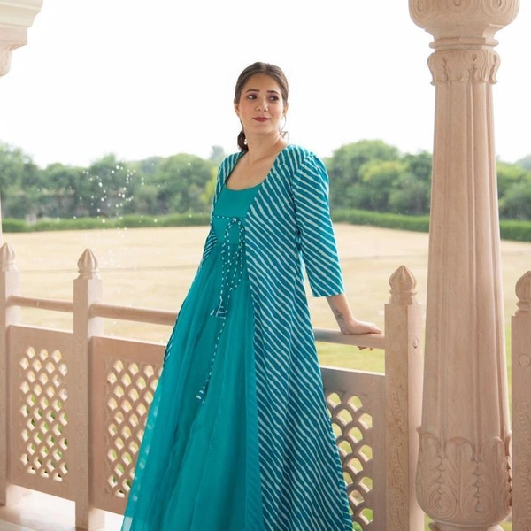 Stylish Gown With Jacket (Panchal) - Maroon, Blue, Gray, M to XXL