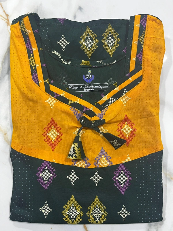 100% Pure Cotton Women�s Nighty (Yellow & Green)