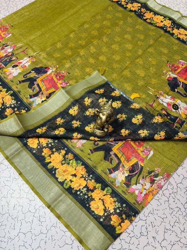 Deepa’s Vasthraalayam Premium Quality Pure Linen Cotton Saree No