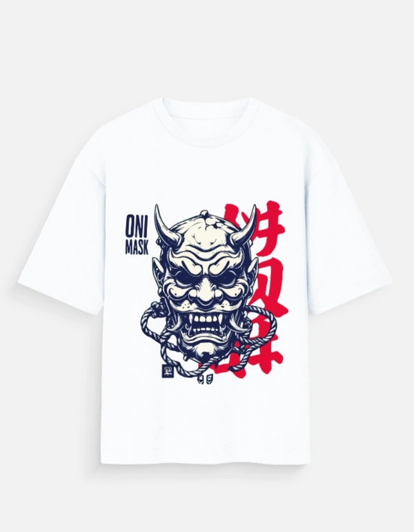 Deepa's Vasthraalayam Japanese Oni mask Oversized Tshirt (Premium)