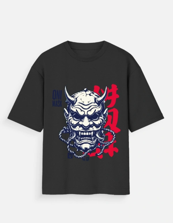 Deepa's Vasthraalayam Japanese Oni mask Oversized Tshirt (Premium)