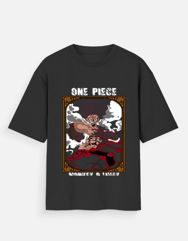 Deepa's Vasthraalayam Monkey D. Luffy One Piece Oversized Tshirt (Premium)