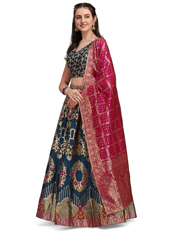 Deepa's Vasthraalayam Women's Jacquard Semi-Stitched Lehenga choli
