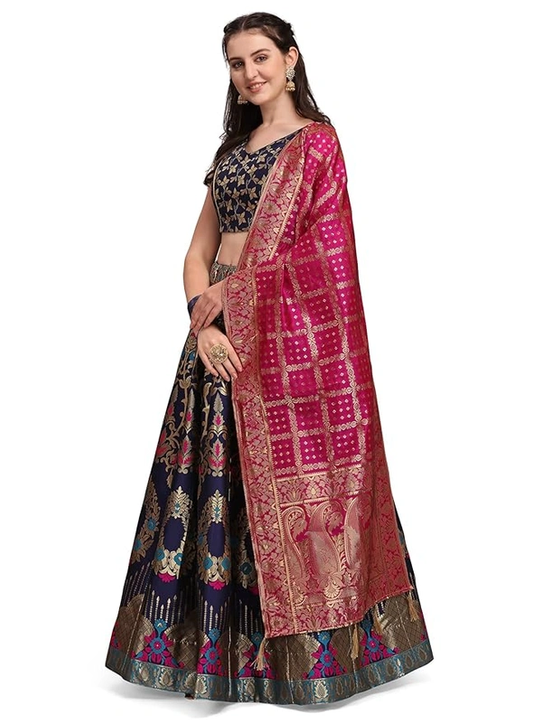 Deepa's Vasthraalayam Women's Jacquard Semi-Stitched Lehenga choli