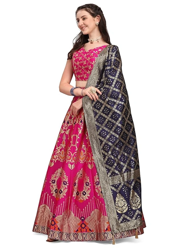 Deepa's Vasthraalayam Women's Jacquard Semi-Stitched Lehenga choli