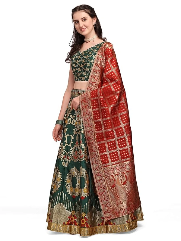 Deepa's Vasthraalayam Women's Jacquard Semi-Stitched Lehenga choli