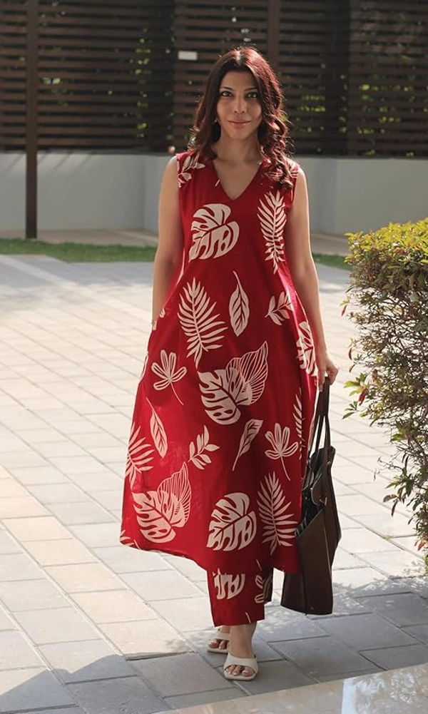 Deepa's Vasthraalayam Women's Rayon Kurta Palazzo Set Stylish Cotton