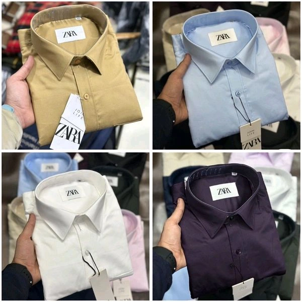 Zara Plain Shirts For Men - 4 Pc Combo Stylish & Comfortable - XXL-44