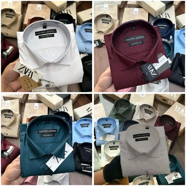 Zara Plain Shirts Combo Of 4pcs - M-38