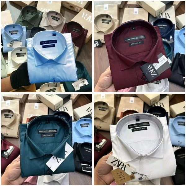 Zara Plain Shirts Combo Of 4pcs - M-38