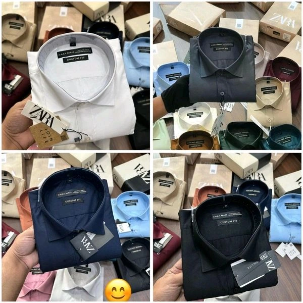 Zara Plain Shirts Combo Of 4pcs - M-38