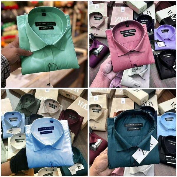 Zara Plain Shirts Combo Of 4pcs - XXL-44