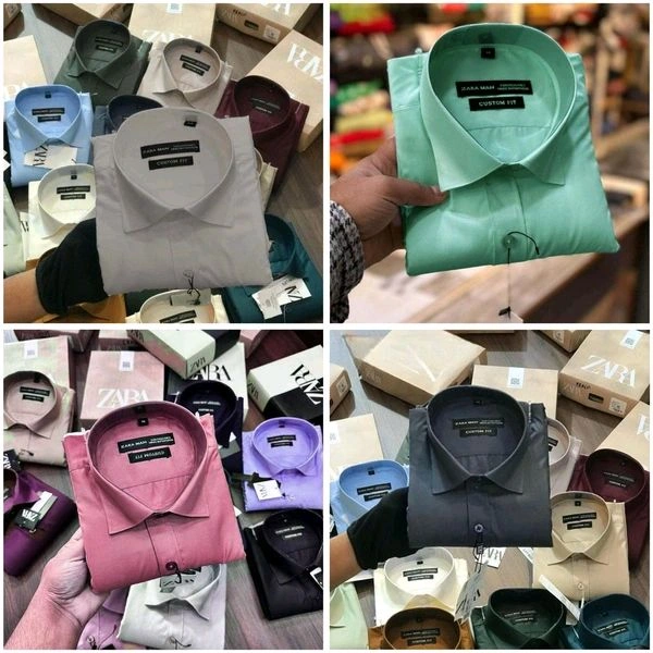 Zara Plain Shirts Combo Of 4pcs - XL-42