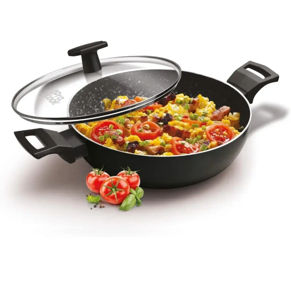 Milton Pro Cook Granito Kadhai With Glass Lid Size 28 Cm