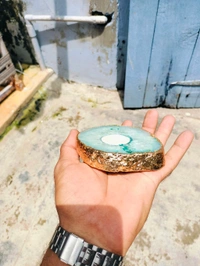 Agate T Light Candle Holder  - Fountain Blue, 4 In