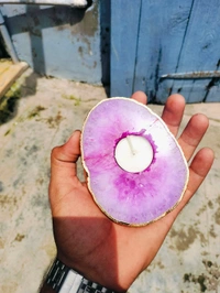 Agate T Light Candle Holder  - Lavender Rose, 4 In