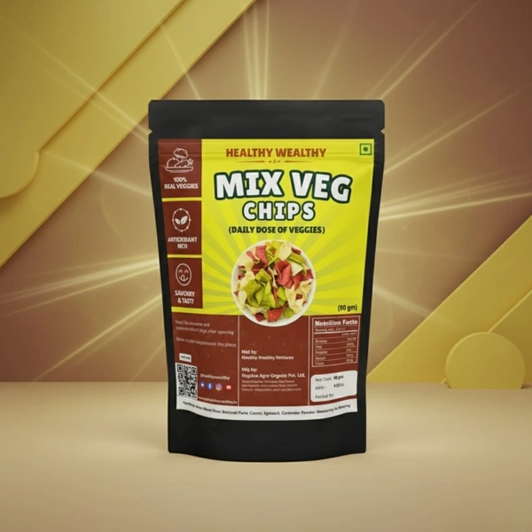 Healthy Wealthy Mix Veg Chips – 100% Real Veggies |  Weight Loss & Daily Nutrition (90g)