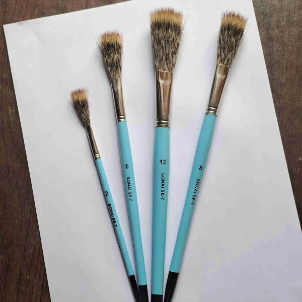 Watercolor 4 sonai Natural Flat Brush (No- 2, 6, 8,12)
