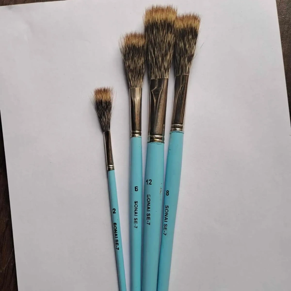 Watercolor 4 sonai Natural Flat Brush (No- 2, 6, 8,12)