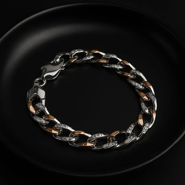 MASCULINE RHODIUM POLISHED SILVER BRACELET