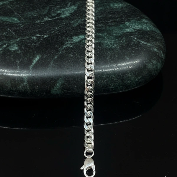 PLAIN CUBAN CHAIN SILVER BRACELET