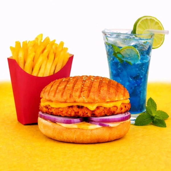 Tandoori Paneer Burger With French Fry 
