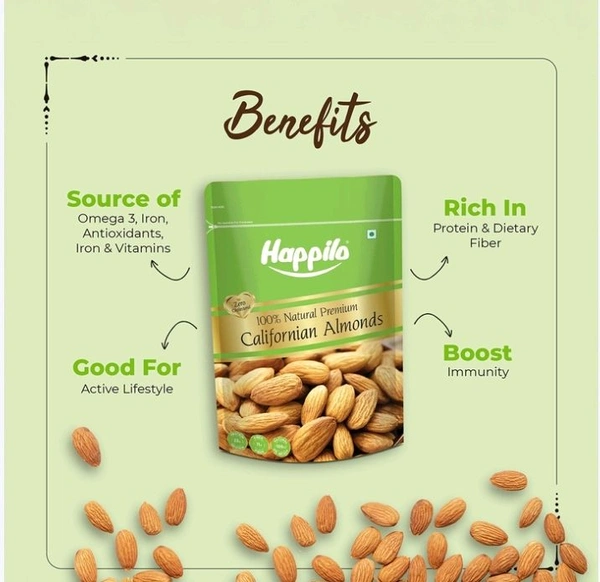 Happilo 100% Natural Premium Californian Almonds (Badam) - 900 g