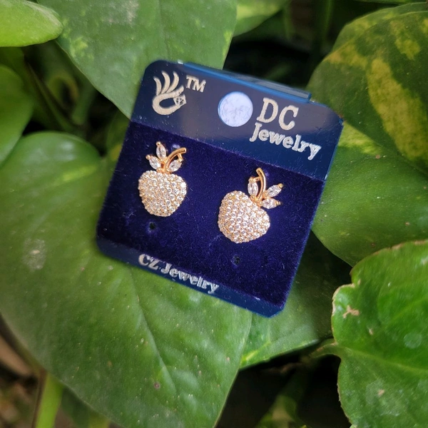 Premium Quality Rose Gold Studs Apple Design -PDC034