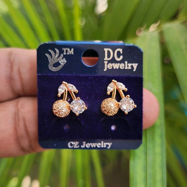 Premium Quality Rose Gold Studs Cherry Design - PDC035