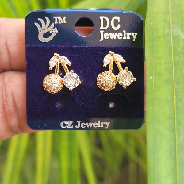 Premium Quality Rose Gold Studs Cherry Design - PDC035